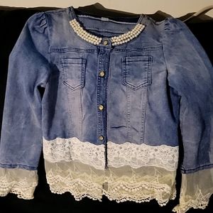 Vintage denim w pearls